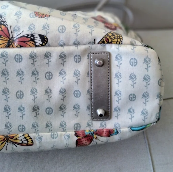 Vintage Giani Bernini Butterflies Handbag Tote Bag Purse - Picture 8 of 16